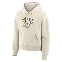 Sweat à capuche Fanatics Cream Pittsburgh Penguins pour femme, logo vieilli