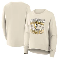 Women's Fanatics Cream Pittsburgh Penguins Oversized Slice Pullover Sweatshirt