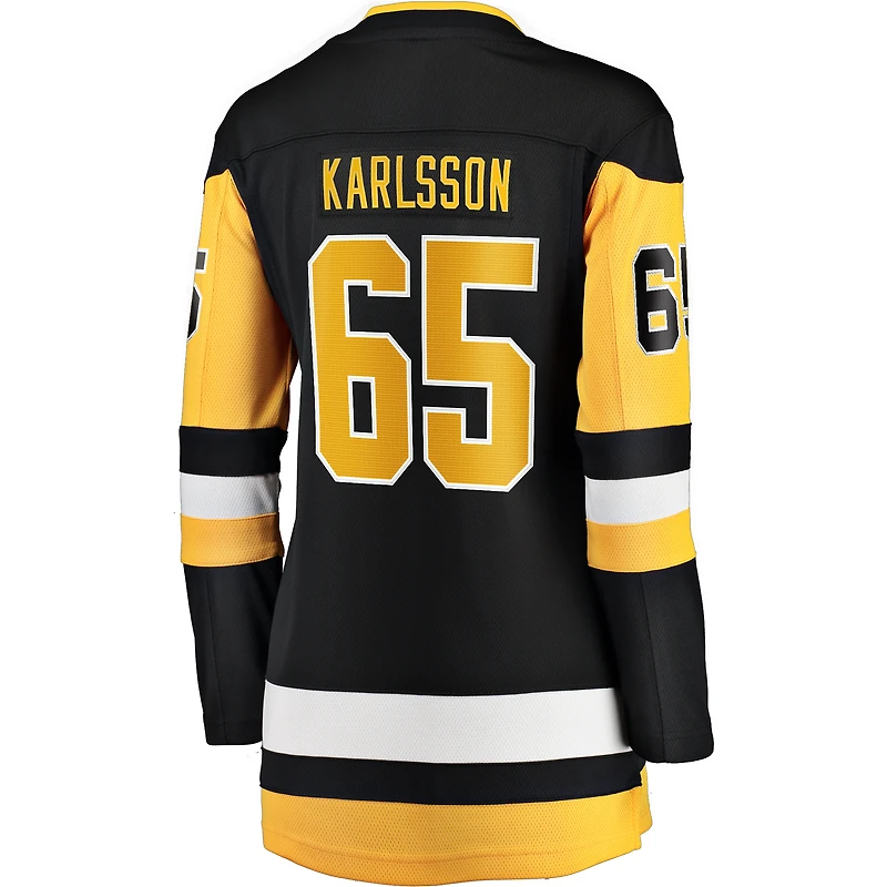 Maillot d'échappée à domicile noir des Penguins de Pittsburgh Fanatics Erik Karlsson pour femmes