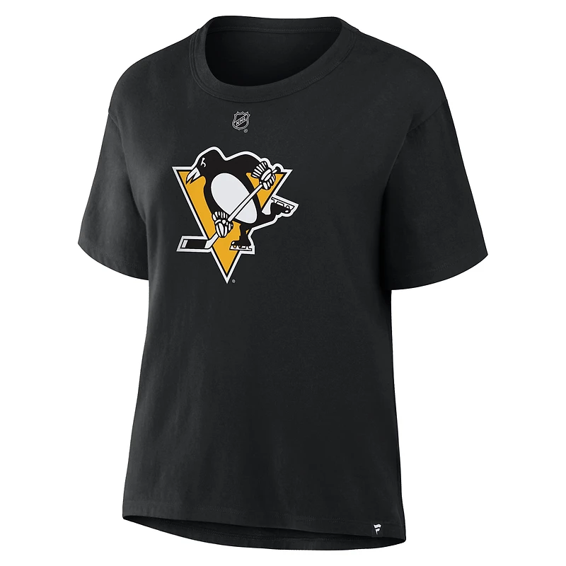 T-shirt noir authentique avec nom et numéro Stack des Penguins de Pittsburgh pour femmes Fanatics Evgeni Malkin