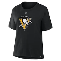T-shirt noir authentique avec nom et numéro Stack des Penguins de Pittsburgh pour femmes Fanatics Evgeni Malkin