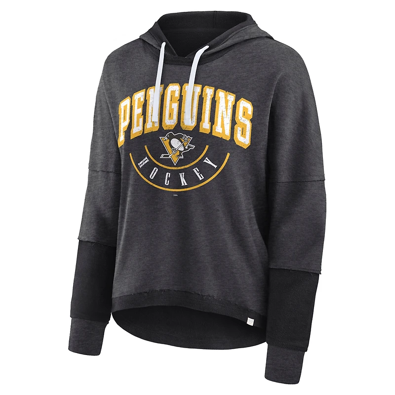 Chandail à capuche Fanatics Heather Charcoal Pittsburgh Penguins Lux Lounge pour femmes