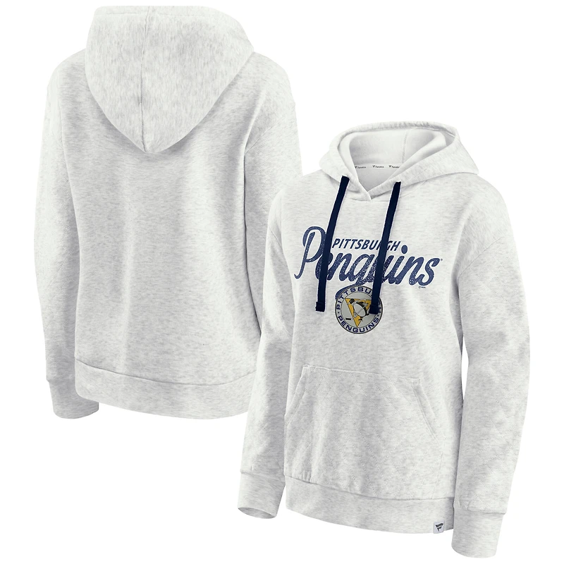 Sweat à capuche matelassé True Classics Oatmeal Pittsburgh Penguins Fanatics pour femmes