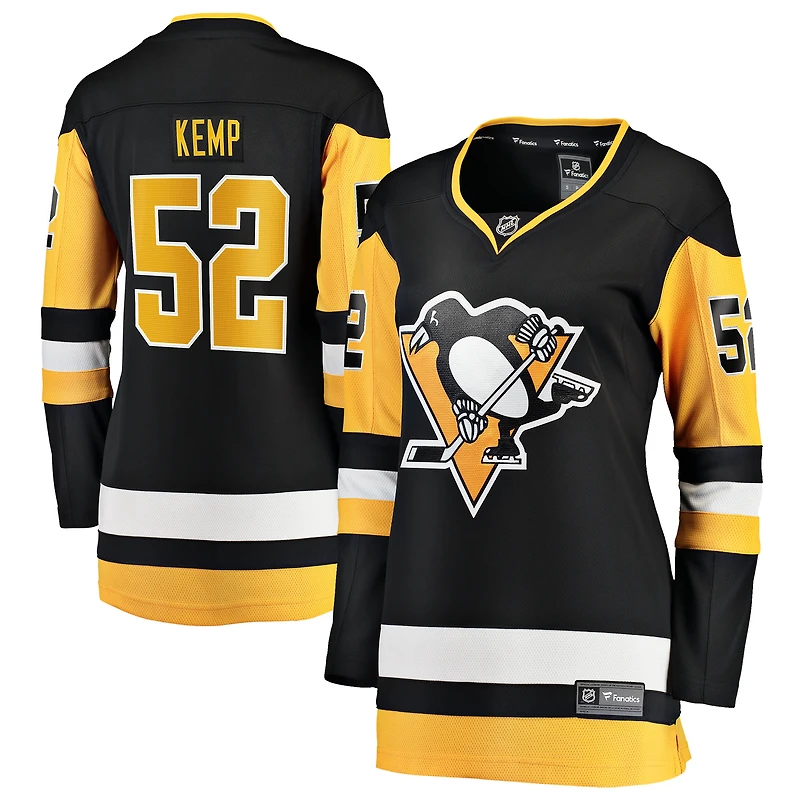 Maillot Philip Kemp noir pour femmes, équipe nationale de Pittsburgh, domicile Breakaway