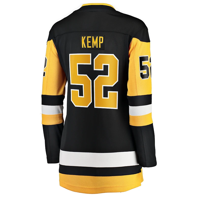 Maillot Philip Kemp noir pour femmes, équipe nationale de Pittsburgh, domicile Breakaway