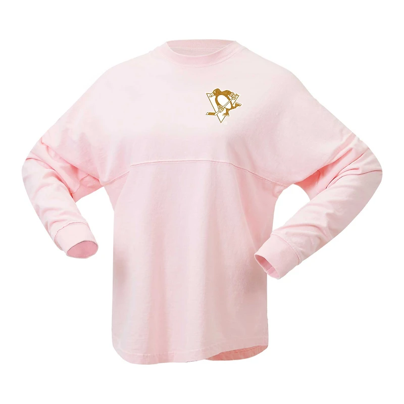 T-shirt à manches longues en jersey rose Fanatics Pittsburgh Penguins Spirit pour femmes