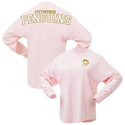 T-shirt à manches longues en jersey rose Fanatics Pittsburgh Penguins Spirit pour femmes