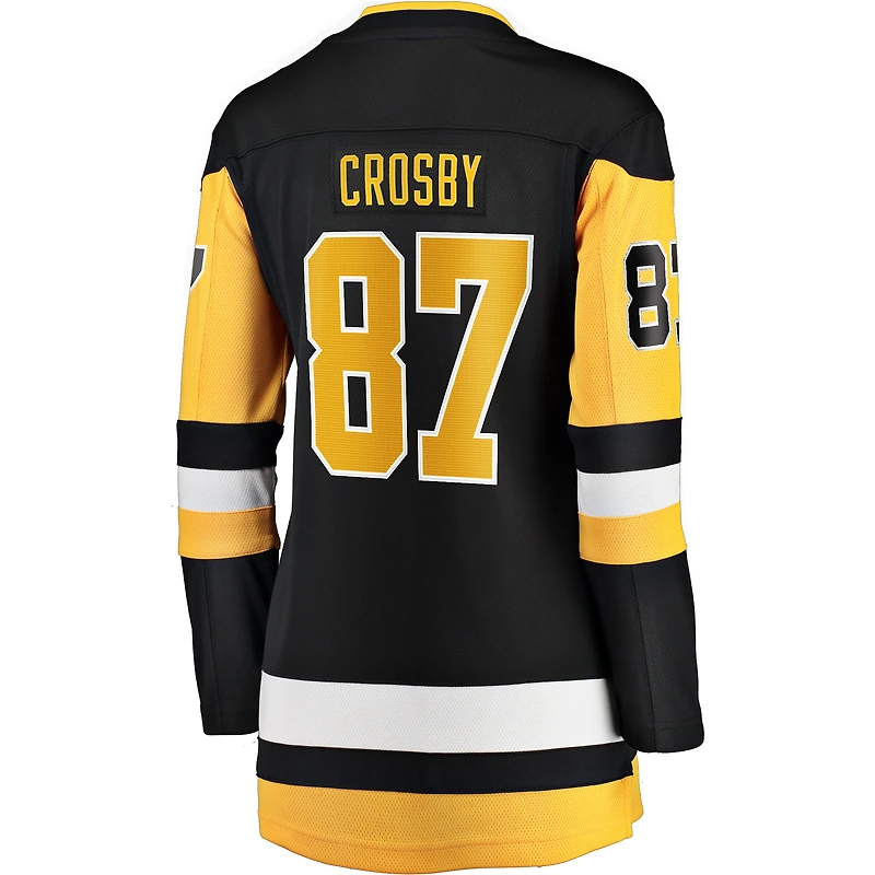 Fanatics pour femmes Sidney Crosby Noir Pittsburgh Penguins Captain Patch Home Breakaway Maillot