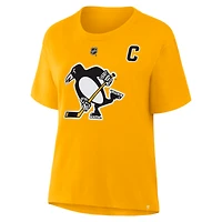 Women's Fanatics Sidney Crosby Gold Pittsburgh Penguins Authentic Stack Name & Number T-Shirt