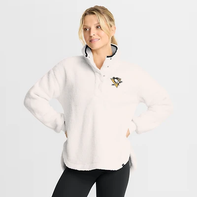 Women's Fanatics White Pittsburgh Penguins Rush Sherpa Half-Snap Pullover