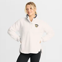 Women's Fanatics White Pittsburgh Penguins Rush Sherpa Half-Snap Pullover