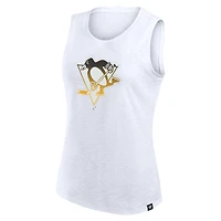 Débardeur Fanatics blanc pour femme, motif flammé des Penguins de Pittsburgh
