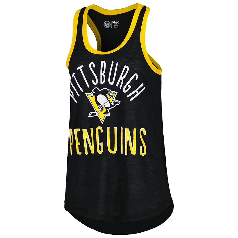 Débardeur à encolure dégagée et dos nageur pour femme G-III 4Her by Carl Banks Noir Pittsburgh Penguins