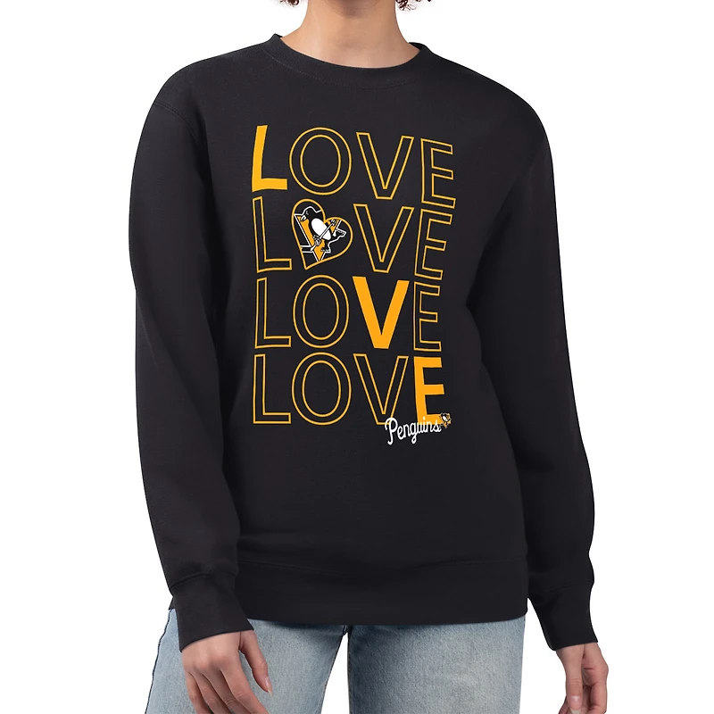 Women's G-III 4Her by Carl Banks Black Pittsburgh Penguins Lots Of Love Team Logo Graphic Pullover Sweatshirt