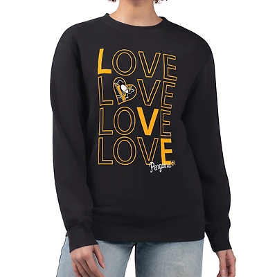Women's G-III 4Her by Carl Banks Black Pittsburgh Penguins Lots Of Love Team Logo Graphic Pullover Sweatshirt