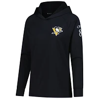 Sweat à capuche raglan noir Sidney Crosby pour femme avec nom et numéro des Penguins de Pittsburgh