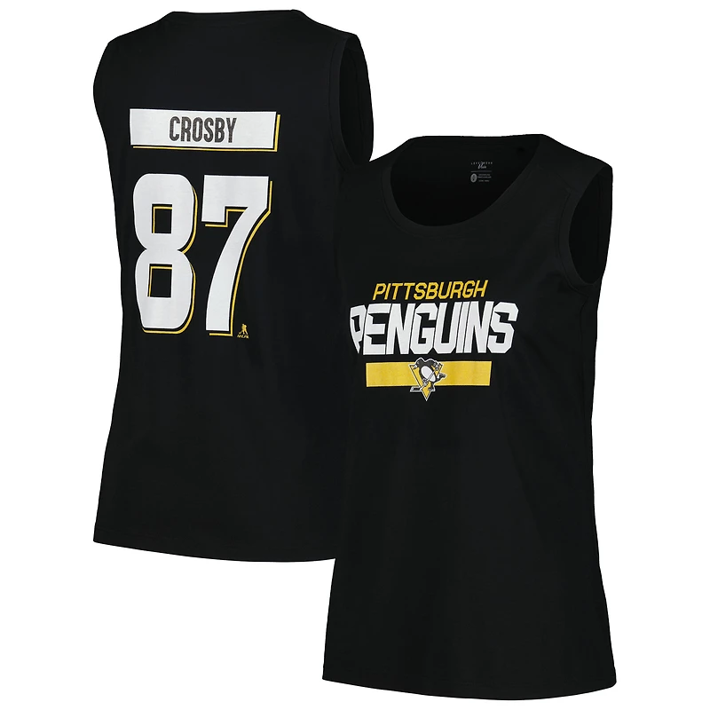 Débardeur noir pour femmes Levelwear Sidney Crosby Pittsburgh Penguins Macy Player Name & Number