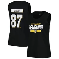 Débardeur noir pour femmes Levelwear Sidney Crosby Pittsburgh Penguins Macy Player Name & Number