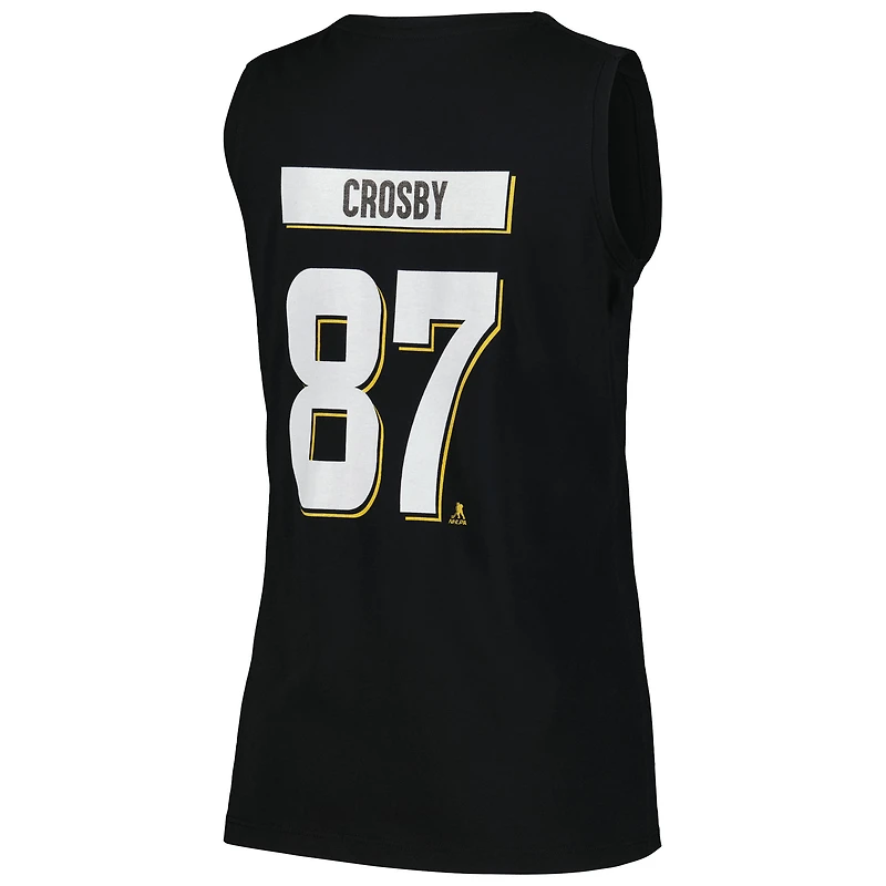 Débardeur noir pour femmes Levelwear Sidney Crosby Pittsburgh Penguins Macy Player Name & Number