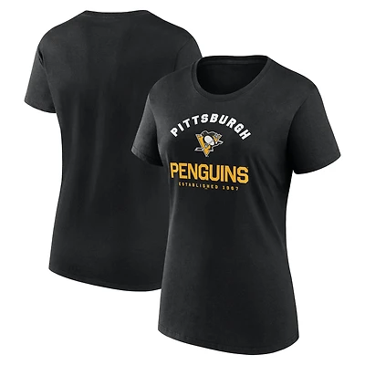 T-shirt athlétique noir pour femme avec logo des Penguins de Pittsburgh Unrivaled