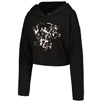 Majestic Threads Sidney Crosby Pull à capuche court noir imprimé léopard des Penguins de Pittsburgh pour femmes