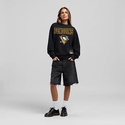 Women's Mitchell & Ness Black Pittsburgh Penguins Core Oversized Sweatshirt