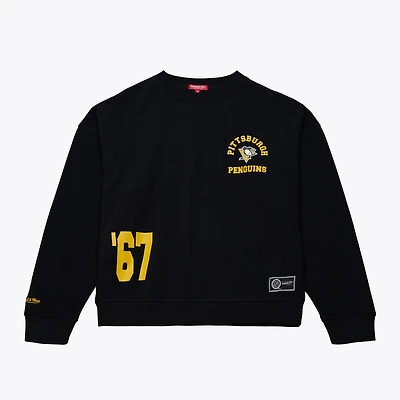 Women's Mitchell & Ness  Black Pittsburgh Penguins Crewneck Sweatshirt