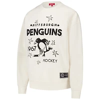 Sweat-shirt à capuche pour femme Mitchell & Ness Cream Pittsburgh Penguins Logo 3.0