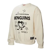 Sweat-shirt à capuche pour femme Mitchell & Ness Cream Pittsburgh Penguins Logo 3.0