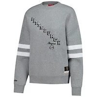 Women's Mitchell & Ness Heather Gray Pittsburgh Penguins Logo Lightweight Pullover Sweatshirt