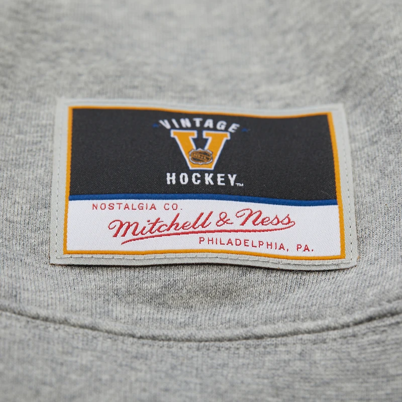 Women's Mitchell & Ness Heather Gray Pittsburgh Penguins Logo Lightweight Pullover Sweatshirt