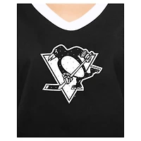 T-shirt noir à strass pour femme des Penguins de Pittsburgh Game Day New Era