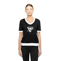 T-shirt noir à strass pour femme des Penguins de Pittsburgh Game Day New Era