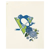 Women's New Era Cream Pittsburgh Penguins Glam Game Quarter-Zip Cropped Floral Hoodie Pullover