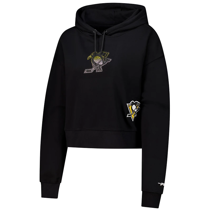 Women's Pro Standard  Black Pittsburgh Penguins Jewels Cropped Pullover Hoodie