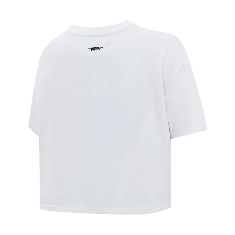 Women's Pro Standard White Pittsburgh Penguins Boxy Script Tail Cropped T-Shirt