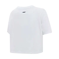 Women's Pro Standard White Pittsburgh Penguins Boxy Script Tail Cropped T-Shirt