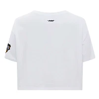 Women's Pro Standard White Pittsburgh Penguins Boxy Script Tail Cropped T-Shirt