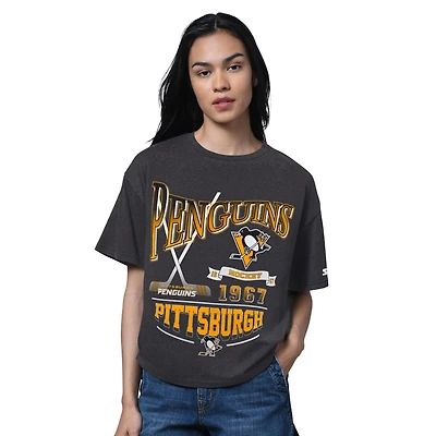 Women's Starter Heather Black Pittsburgh Penguins Oversized Hall of Fame T-Shirt