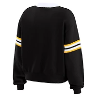 Pull court à lacets noir WEAR by Erin Andrews pour femme des Penguins de Pittsburgh