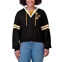 Pull court à lacets noir WEAR by Erin Andrews pour femme des Penguins de Pittsburgh