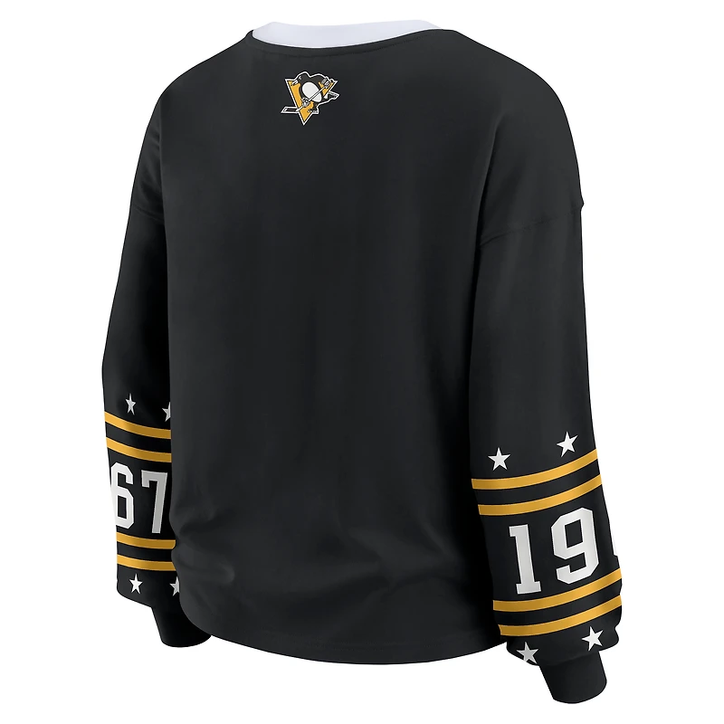 Women's WEAR by Erin Andrews Black Pittsburgh Penguins Long-Sleeve Sport T-Shirt