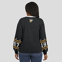 Women's WEAR by Erin Andrews Black Pittsburgh Penguins Long-Sleeve Sport T-Shirt