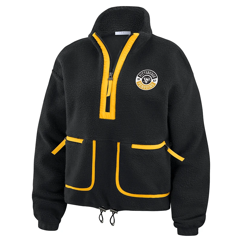 Women's WEAR by Erin Andrews  Black Pittsburgh Penguins Polar Fleece Half-Zip Jacket