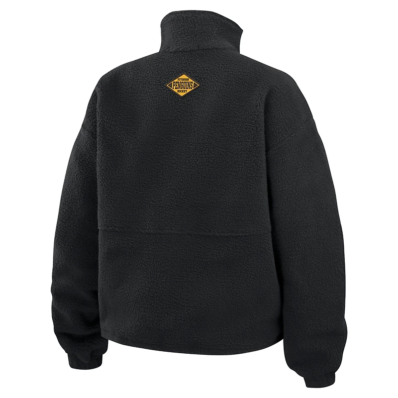 Women's WEAR by Erin Andrews  Black Pittsburgh Penguins Polar Fleece Half-Zip Jacket