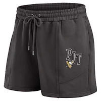 Women's WEAR by Erin Andrews Black Pittsburgh Penguins Washed Fleece Sweatshirt & Shorts Lounge Set
