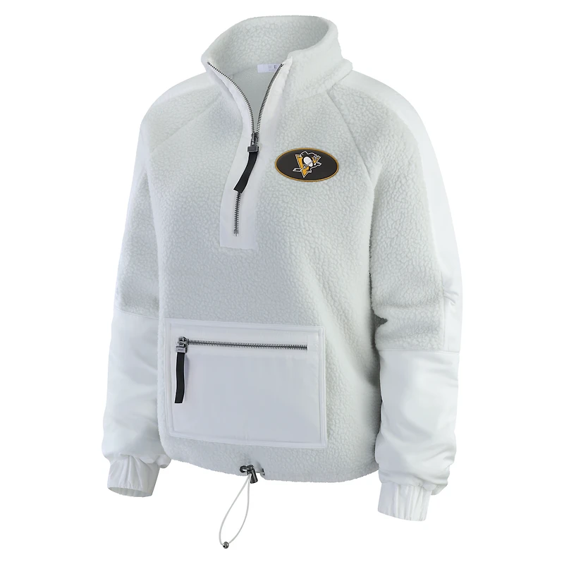 Women's WEAR by Erin Andrews Gray Pittsburgh Penguins Polar Fleece Quarter-Zip Jacket