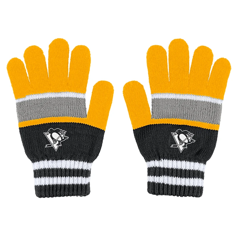 WEAR by Erin Andrews Ensemble gants et écharpe à rayures des Penguins de Pittsburgh pour femmes