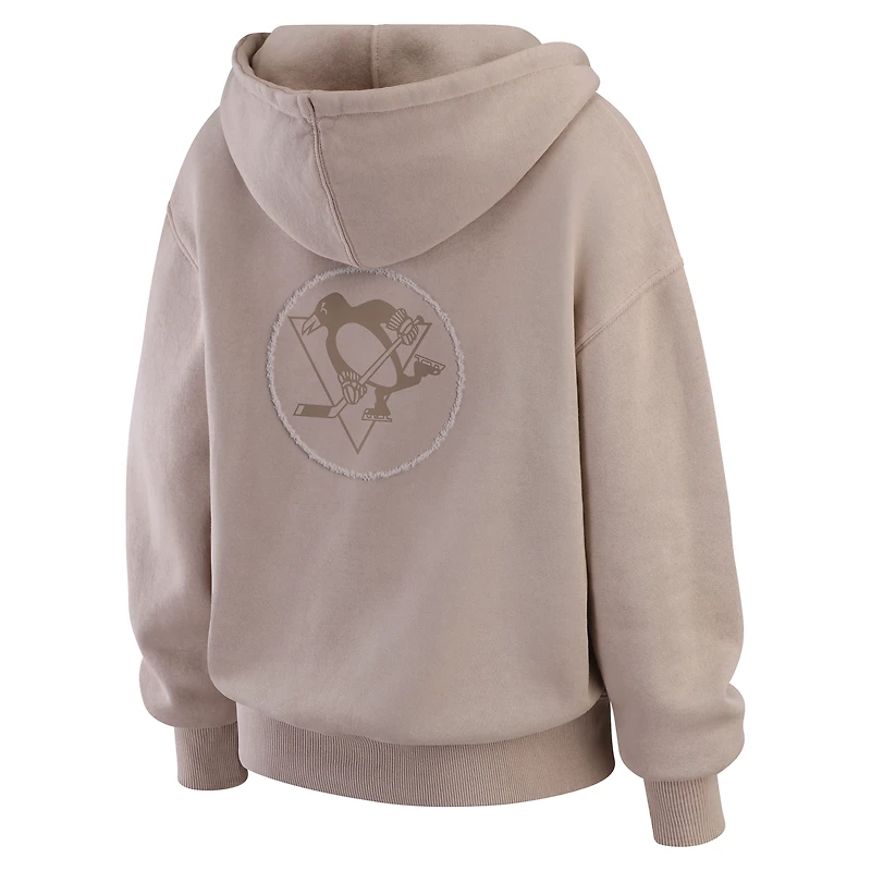 Women's WEAR by Erin Andrews  Tan Pittsburgh Penguins Washed Pullover Crewdie