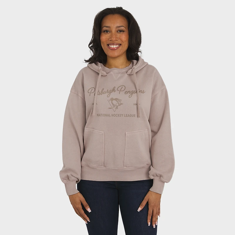 Women's WEAR by Erin Andrews  Tan Pittsburgh Penguins Washed Pullover Crewdie